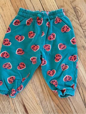 Hanna Andersson Teal Sweatpants with Red Ladybug Print